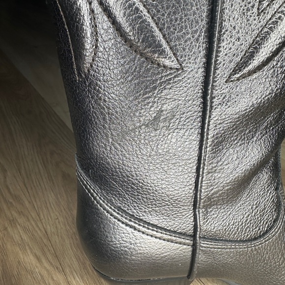 Guess Silver Metallic Western Cowboy Cowgirl Boots Knee High Fashion - Picture 7 of 7